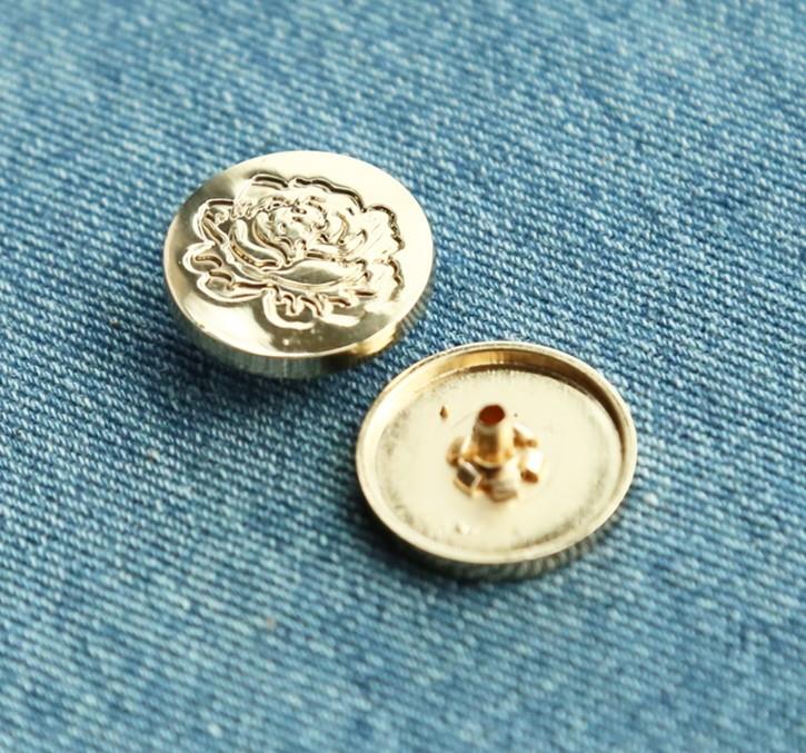 Snap Buttons 15/18/21/25/30mm Fasteners Press Stud Invisible metal flower Shiny Gold buttons