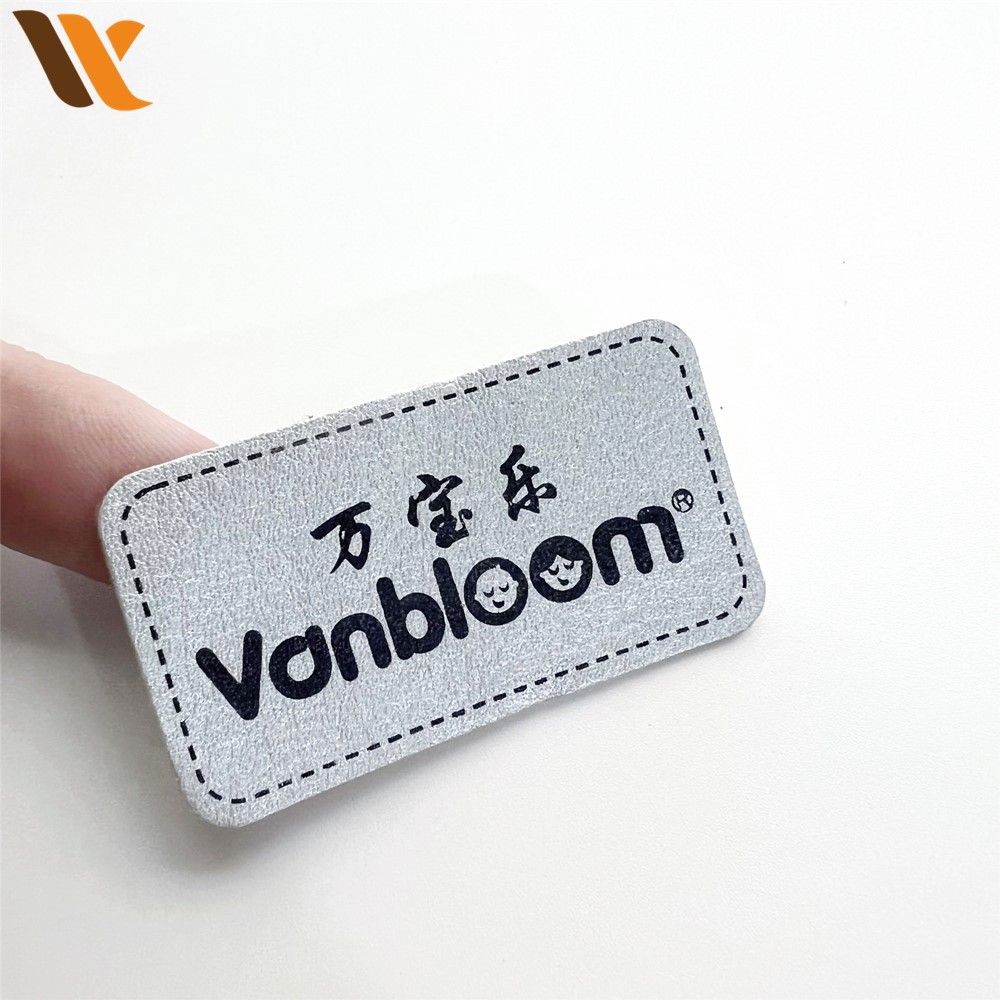 Custom Printed Silver Fake Leather Labels 2