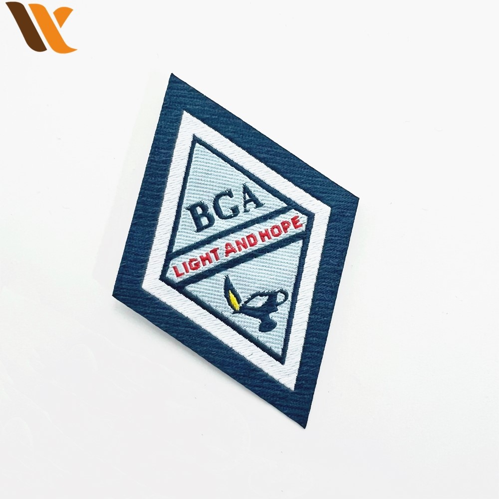 Custom Diamond Shaped Blue Woven Patches 3