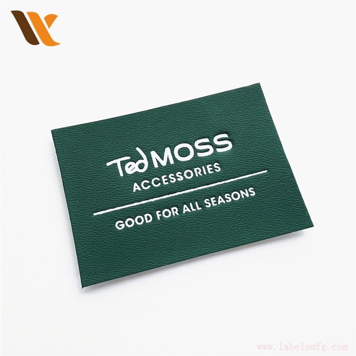 Green Color PU Leather Tag Custom Label